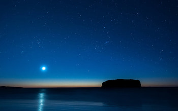 Moonlight Stars Night Ocean Blue | | 119099 | UP HD wallpaper