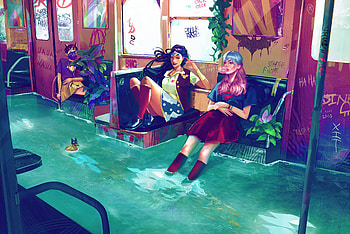 Dc Subway , wonder-woman, supergirl, batgirl, superheroes HD wallpaper
