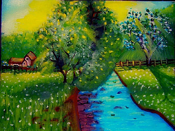 A warm summer's day, landscape, summer, Nature, painting HD wallpaper
