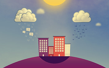 Music, Rain, Clouds, Vector, Building, Notes, Smilies, Smiles HD wallpaper