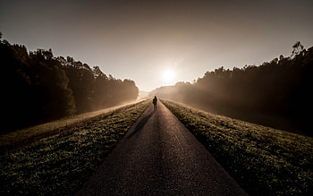 Person Standing Between Road, person, road, graphy HD wallpaper