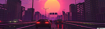Retro city, 3840x1080 City HD wallpaper