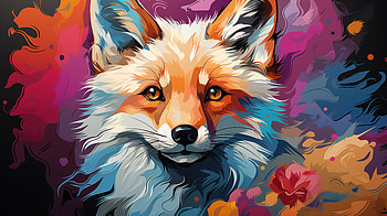 Colorful Fox Art, Animal, fox HD wallpaper