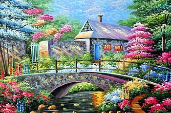 dreamlandscape, garden, landscape, country, house HD wallpaper