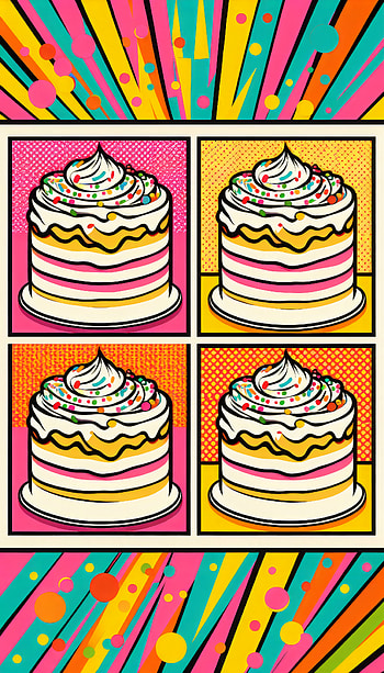 Vanilla Cake Pop Art, cake, dessert, pop art, colorful HD phone wallpaper