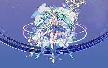 Hatsune Miku, glow, awesome, stars, nice, hatsune, aqua eyes, sexy, white, twintail, hot, girl, singer, aqua, anime, pretty, virtual, blue, colorful, song, glitter, cute, ribbons, vocaloid, dress, beauty, music, vocaloids, thighhighs, sparkle, program, beautiful, diva, aqua hair, yellow, cool, idol HD wallpaper