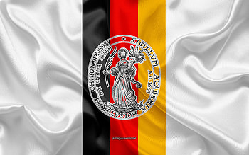 University of Kiel Emblem, German Flag, University of Kiel logo, Kiel, Germany, University of Kiel HD wallpaper