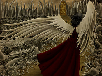 Angel, wings, great, 3d, fantasy, art, japan, red HD wallpaper