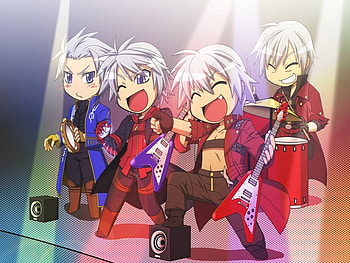 Vergil,Nero,Young Dante And Old Dante, nero, colorful, dmc, young dante and old dante, boys, chibi, lights, white hair, cool, short hair, game, vergil HD wallpaper