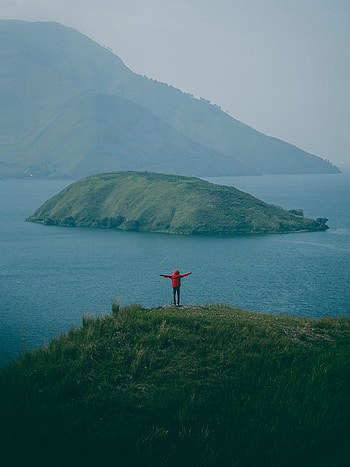 Nature, Mountains, Sea, Fog, Human, Person, Island HD phone wallpaper
