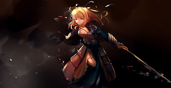 Blonde, Artoria Pendragon, Fate, anime girl HD wallpaper