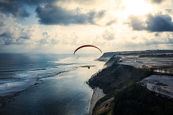 Paragliding sport, Mountain landscapes, Majestic flights, Serene adventure HD wallpaper