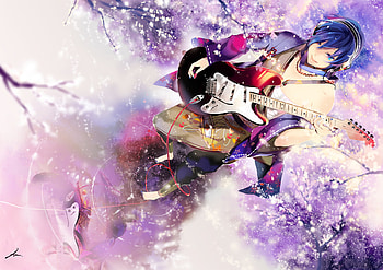 Kaito, guitar, vocaloid, heads HD wallpaper