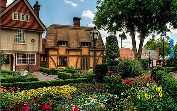 Cities, Flowers, Houses, Trees, Flower Bed, Flowerbed, r, Town, Small Houses HD wallpaper