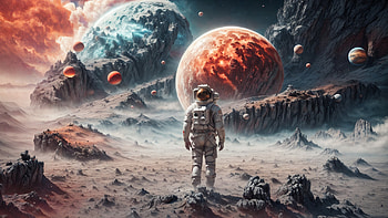 Astronaut On an Alien Planet, astronaut, Alien Planet, moon, space, universe HD wallpaper