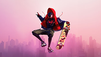 Miles Morales Swinging And Skating, spiderman, miles-morales, superheroes, artwork, digital-art, artstation HD wallpaper