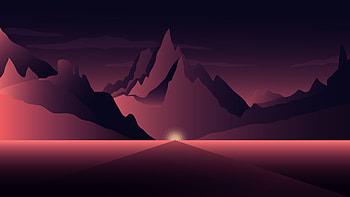 Mountains, landscape, digital art, minimal HD wallpaper