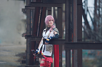Cosplay, Women, Claire Farron, Depth Of Field, Final Fantasy, Lightning (Final Fantasy), Pink Hair HD wallpaper