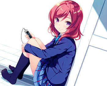 Maki Nishikino, Love Live, School uniform, School idol project, Anime girl, Anime, Music, Female HD wallpaper