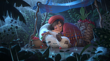 Sleeping girl and alpaca, alpaca, lama, fantasy, cute, caecilia glass, girl, sleep HD wallpaper