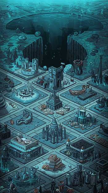 Enchanting Underwater City, underwater, fantasy, architecture HD phone wallpaper