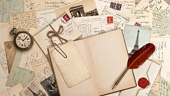 Clock, Feather, Miscellanea, Miscellaneous, Notebook, Pen, Recordings, Record HD wallpaper