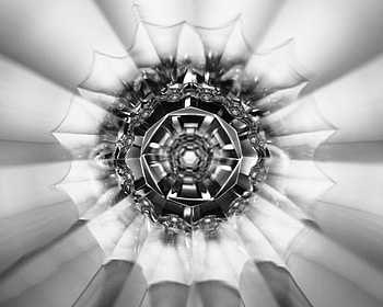 Black and White, circular, rays, gray, grey, fractal HD wallpaper