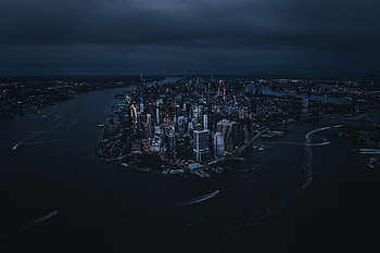 New york, city, aerial view, night, buildings HD wallpaper