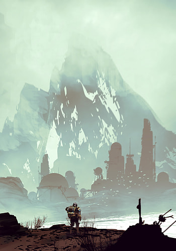 Art, Building, Mountain, Sci-Fi, Soldier, Base HD phone wallpaper