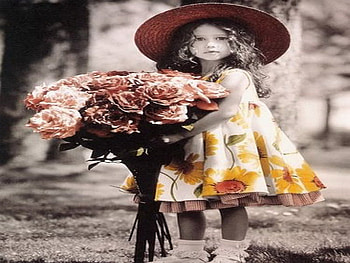 kid, cute, girl, bouquet, flower HD wallpaper