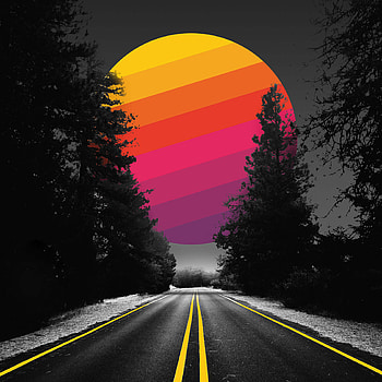 Adventure Road Abstract Colorful Sun, artist, abstract, artwork, digital-art, sun HD phone wallpaper