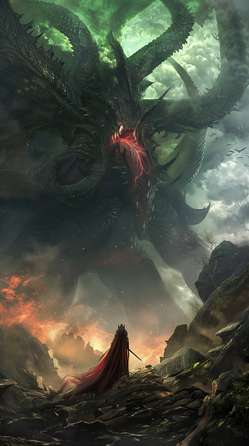 Elder God's Confrontation, monster, warrior HD phone wallpaper