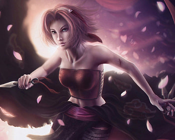 Sakura Haruno, awesome, knive, cool, sakura flowers, beatidful artwork, lloking cool HD wallpaper
