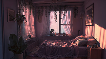 Aesthetic Cozy Bedroom Interior —, Window HD wallpaper