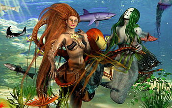 Mermaids, mermaid, daz3d, girl, woman, female HD wallpaper