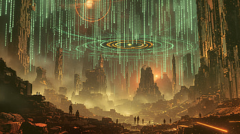 Matrix Dreams: Ultra of a Digital Realm, Matrix, Sci Fi, dystopian, digital landscape, ruin HD wallpaper