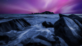 Sea Durning Night Time Rocks Artwork, sea, night, rocks, artwork, artist, digital-art HD wallpaper