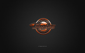 Hanwha Eagles, South Korean baseball club, KBO League, orange logo, gray carbon fiber background, baseball, Daejeon, South Korea, Hanwha Eagles logo HD wallpaper