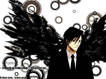 Broken Wings, wings, bleach, black, suit, samuri HD wallpaper
