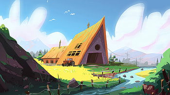 Countryside Farm House, farm, house, sky, grass, artist, artwork, art, digital-art, artstation HD wallpaper