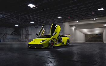 Lamborghini Murcielago, LP640, green supercar, front view, exterior, green Murcielago, Italian supercars, Lamborghini HD wallpaper