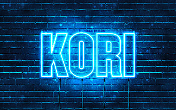 Happy Birtay Kori, , blue neon lights, Kori name, creative, Kori Happy Birtay, Kori Birtay, popular japanese male names, with Kori name, Kori HD wallpaper