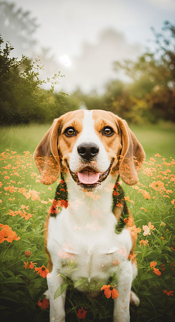 Beagle Bliss: Charming with Floral Vibes, dog, flower, pet HD phone wallpaper