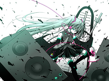 Hatsune Miku - Love is War, mega, awesome, nice, hatsune, aqua eyes, sexy, white, hatsune miku, twintail, hot, girl, headset, singer, aqua, anime, pretty, virtual, rubble, black, song, heads, cute, vocaloid, bass, beauty, miku, music, vocaloids, thighhighs, base, program, love is war, skirt, beautiful, diva, tie, pink, aqua hair, cool, idol, micro HD wallpaper