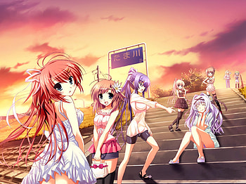 friends, ciel, blue eyes, girls, long hair, dress HD wallpaper
