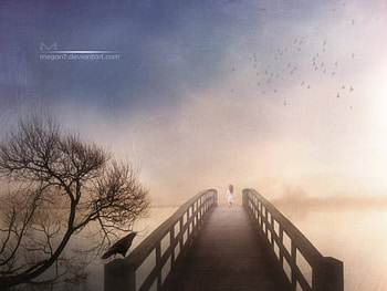 To the other Side, mist, bridge, fantasy, tree HD wallpaper