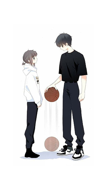 Cute basketbal couple, ball, standing HD phone wallpaper