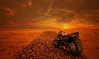 Apocalypse Scifi Bike , apocalypse, artist, artwork, digital-art, sunset, scifi HD wallpaper