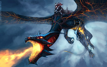 Dragon Rider, dragon, artist, artwork, digital-art, deviantart HD wallpaper