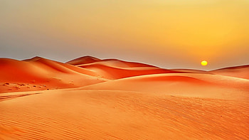 Desert Sunrise, dry, sand, hot, desert, orange, Firefox Persona theme, sunset, sunrise HD wallpaper